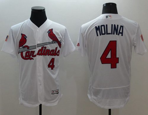 Cardinals #4 Yadier Molina White Fashion Stars & Stripes Flexbase Authentic Stitched MLB Jersey - Click Image to Close